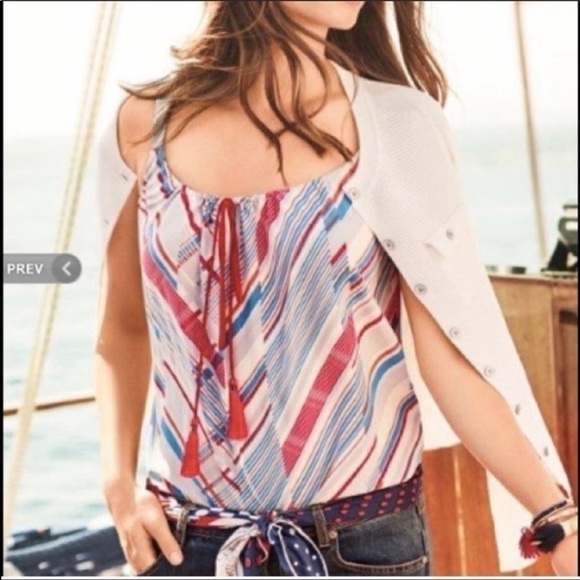 CAbi #5230 NWOT All Aboard Nautical Tassel Tank Striped In-line Print Sz Medium - Picture 3 of 11